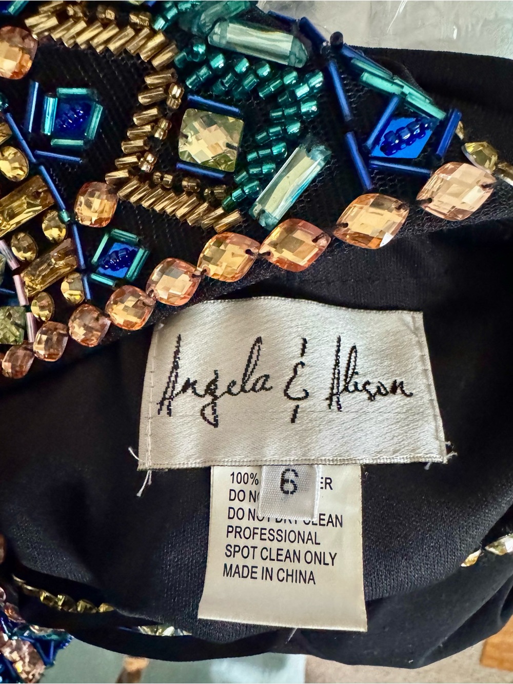 Angela & Alison Black Mini Dress with Multicolor Beaded Halter - Picture 6 of 7